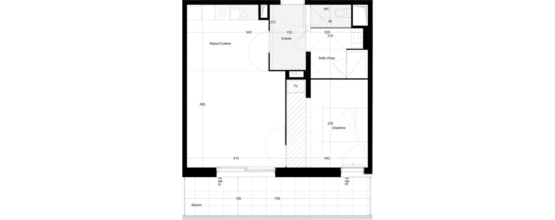 Appartement T2 de 49,18 m2 &agrave; Bordeaux Armagnac