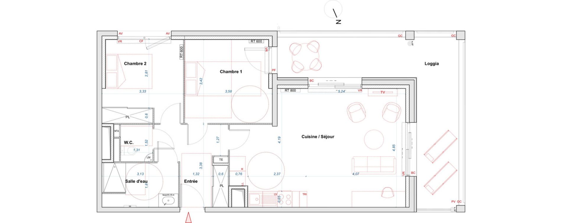 Appartement T3 de 69,96 m2 &agrave; Bordeaux Brazza