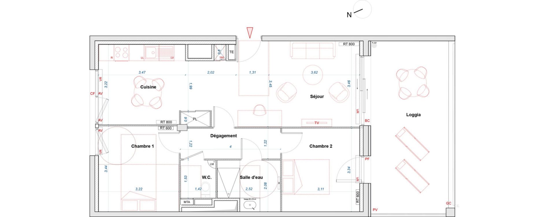 Appartement T3 de 67,05 m2 &agrave; Bordeaux Brazza