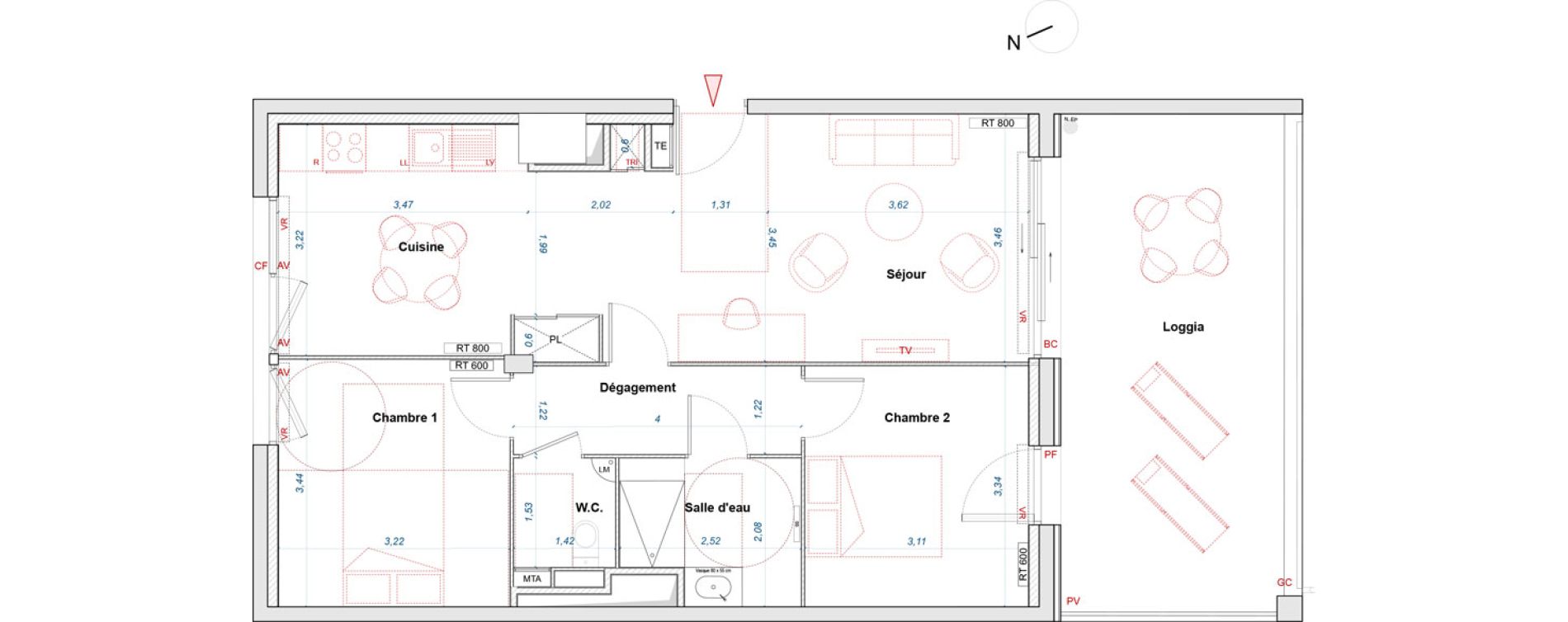 Appartement T3 de 67,05 m2 &agrave; Bordeaux Brazza