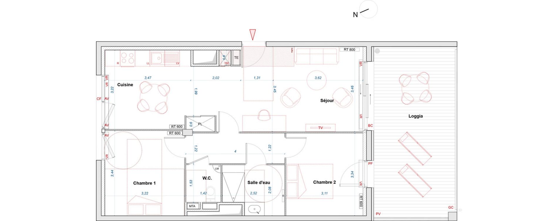 Appartement T3 de 67,08 m2 &agrave; Bordeaux Brazza