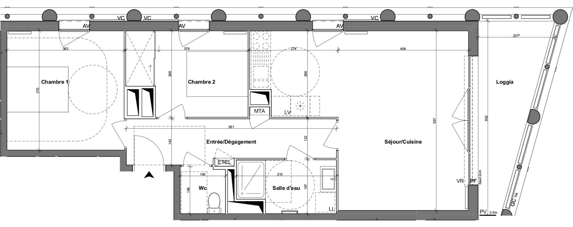 Appartement T3 de 67,51 m2 &agrave; Bordeaux Brazza