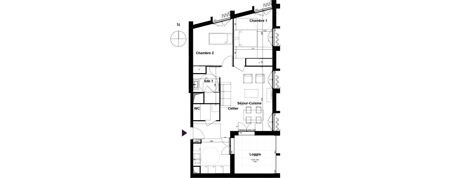Appartement T3 de 65,03 m2 &agrave; Bordeaux Armagnac