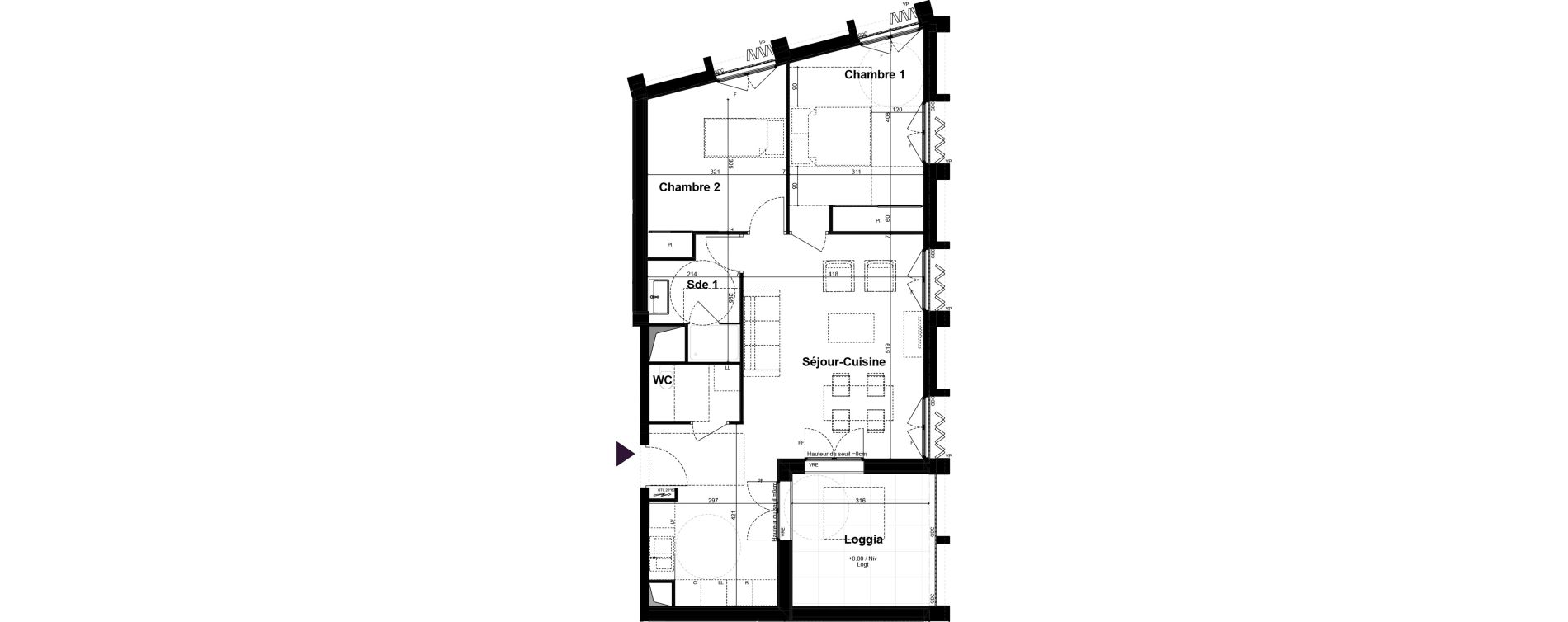 Appartement T3 de 65,56 m2 &agrave; Bordeaux Armagnac