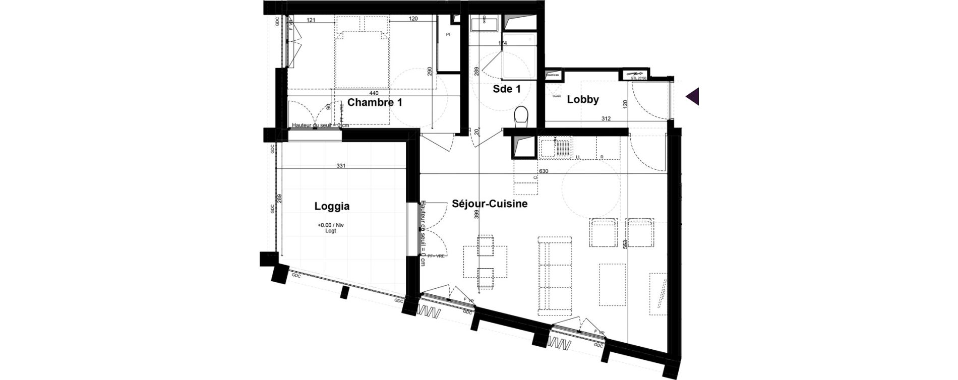 Appartement T2 de 51,34 m2 &agrave; Bordeaux Armagnac