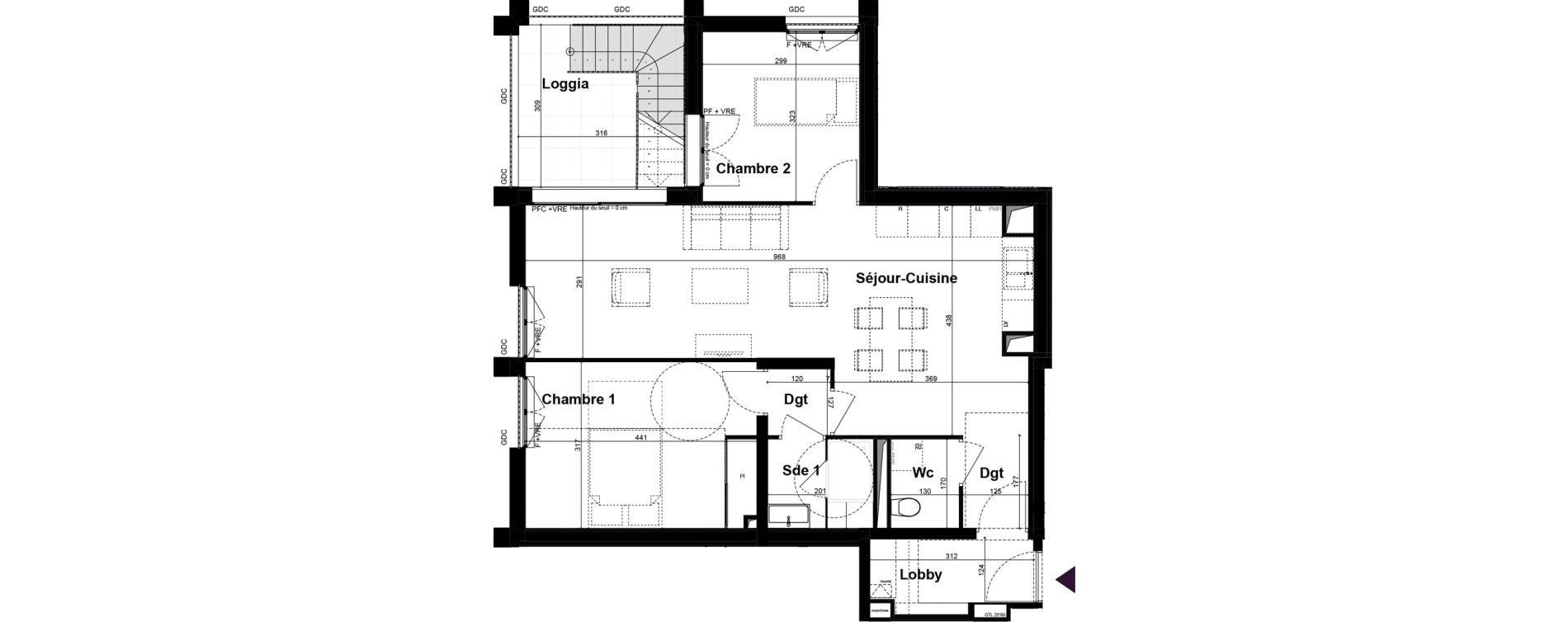 Appartement T3 de 71,18 m2 &agrave; Bordeaux Armagnac