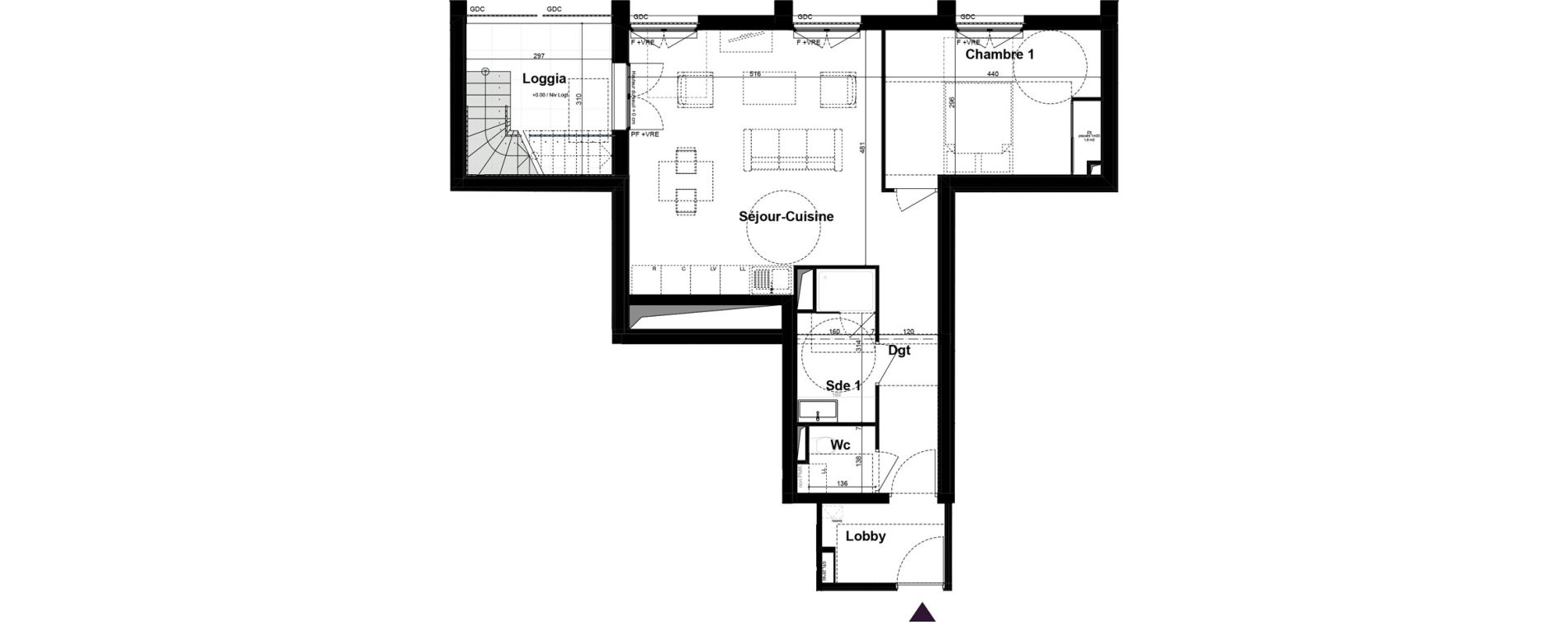 Appartement T2 de 57,84 m2 &agrave; Bordeaux Armagnac