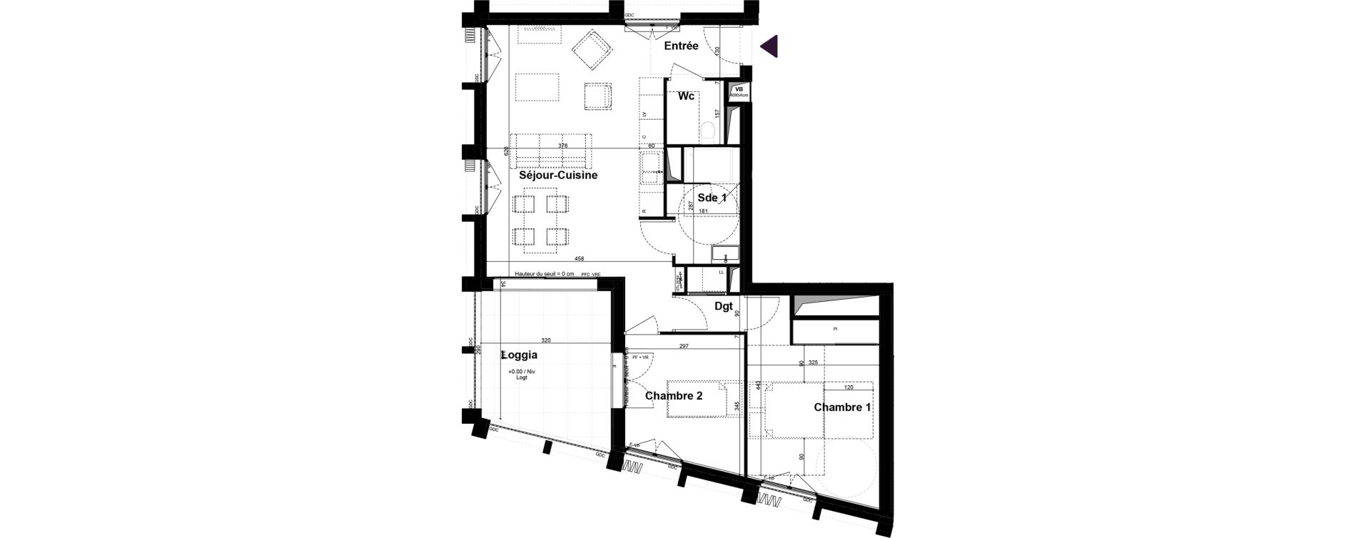 Appartement T3 de 65,39 m2 &agrave; Bordeaux Armagnac