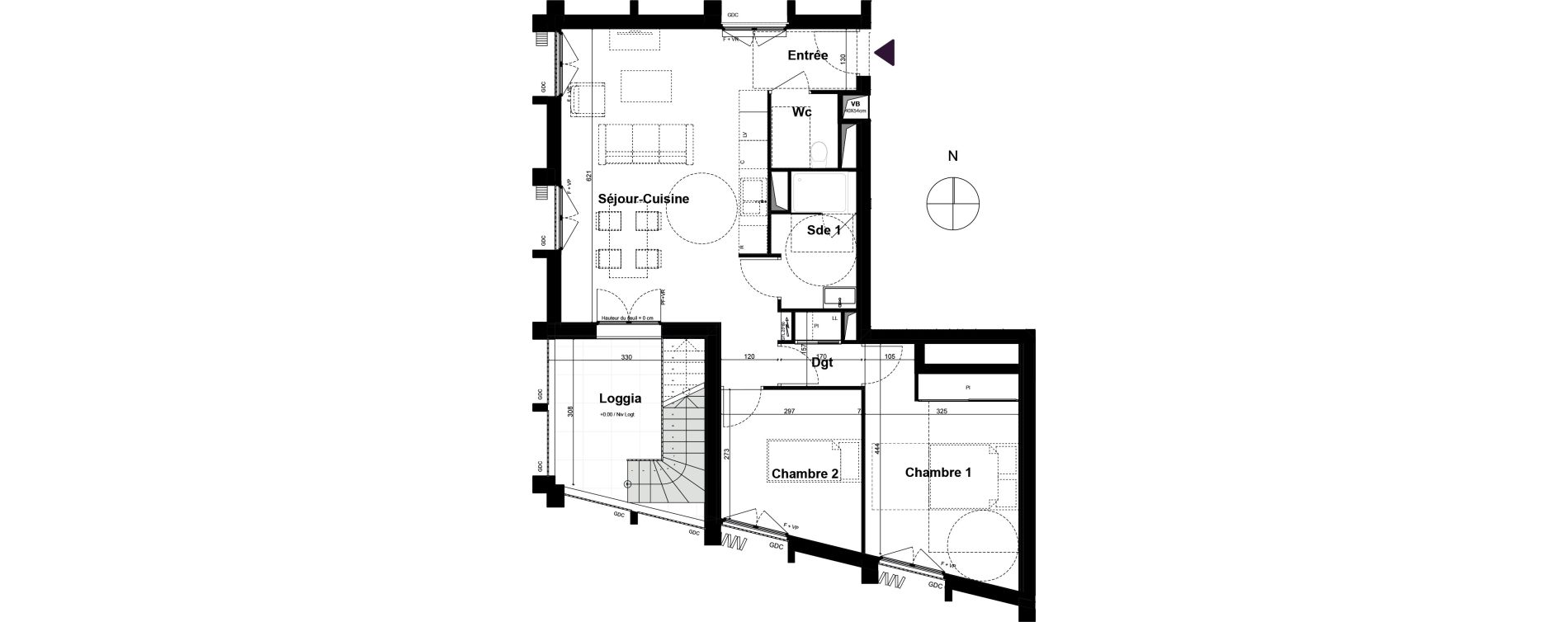 Appartement T3 de 64,46 m2 &agrave; Bordeaux Armagnac