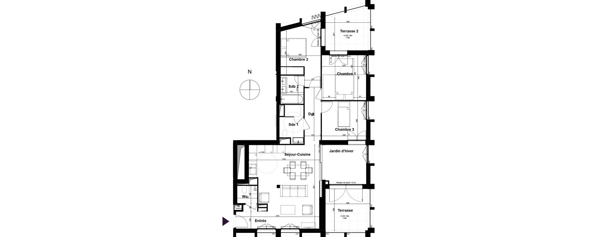 Appartement T4 de 89,40 m2 &agrave; Bordeaux Armagnac