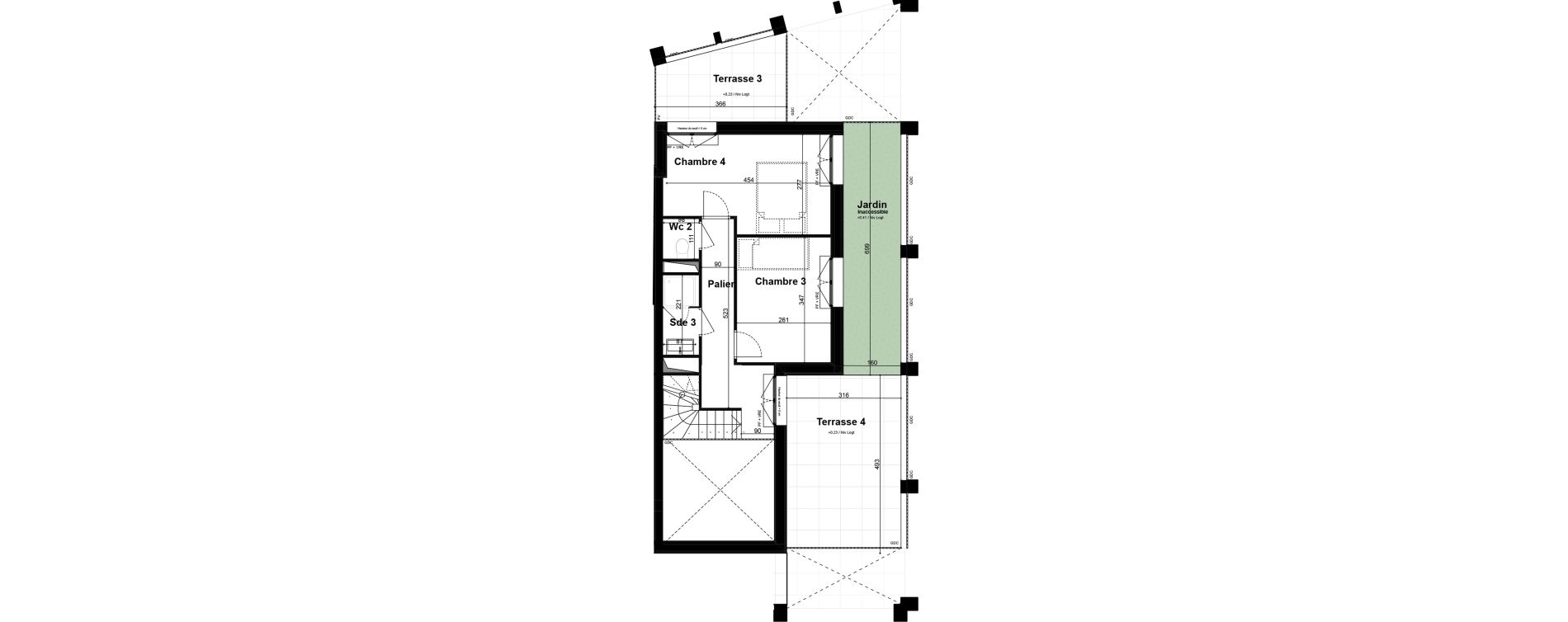 Duplex T5 de 122,26 m2 &agrave; Bordeaux Armagnac