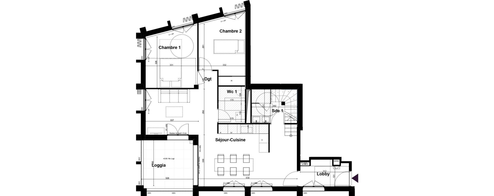 Duplex T5 de 111,15 m2 &agrave; Bordeaux Armagnac