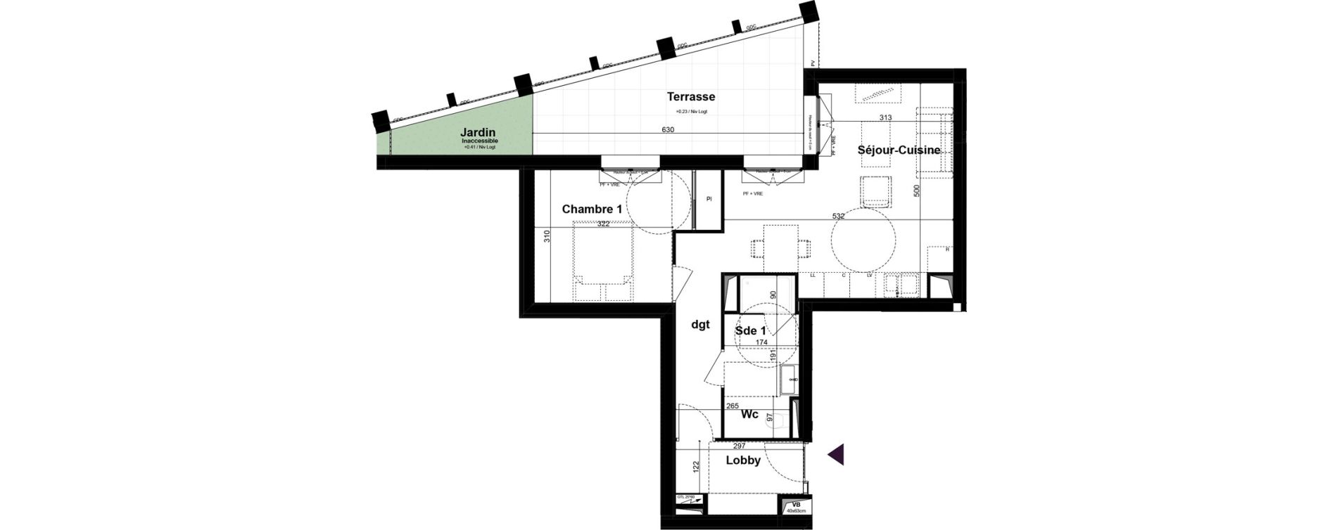 Appartement T2 de 47,90 m2 &agrave; Bordeaux Armagnac