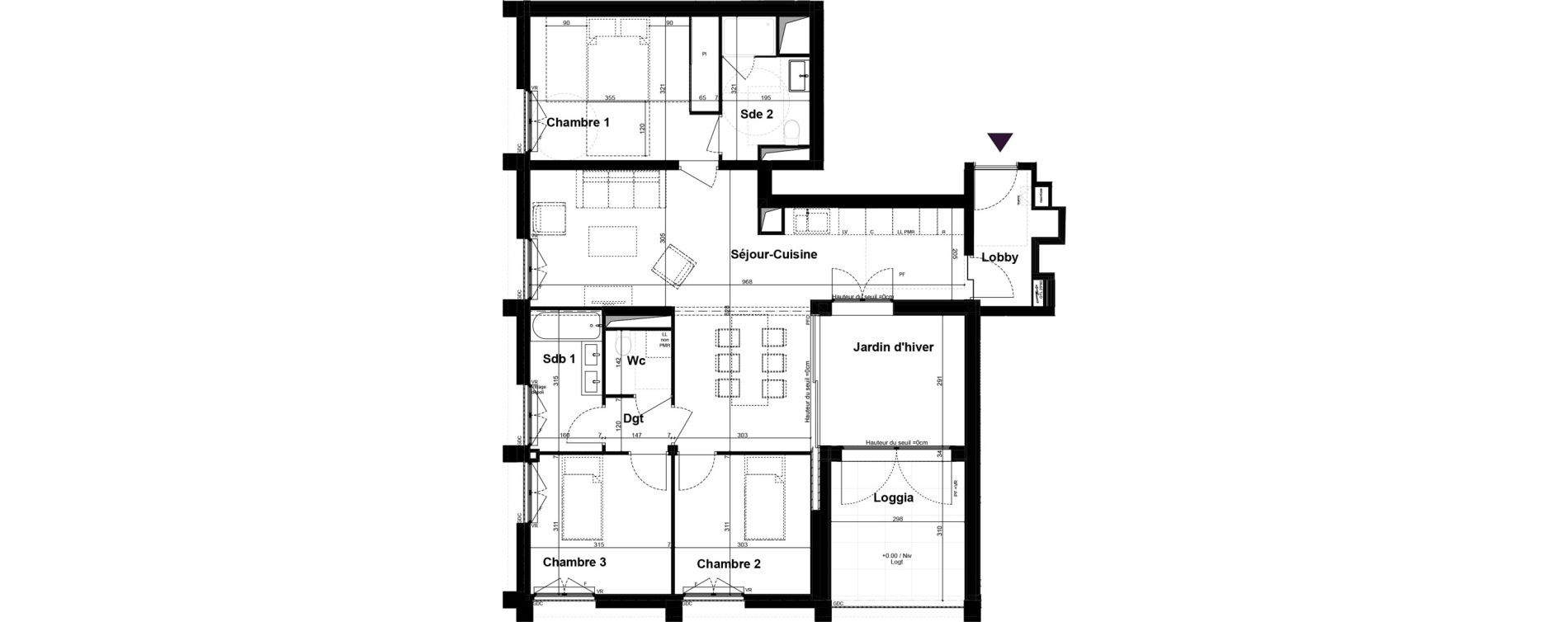 Appartement T4 de 95,70 m2 &agrave; Bordeaux Armagnac
