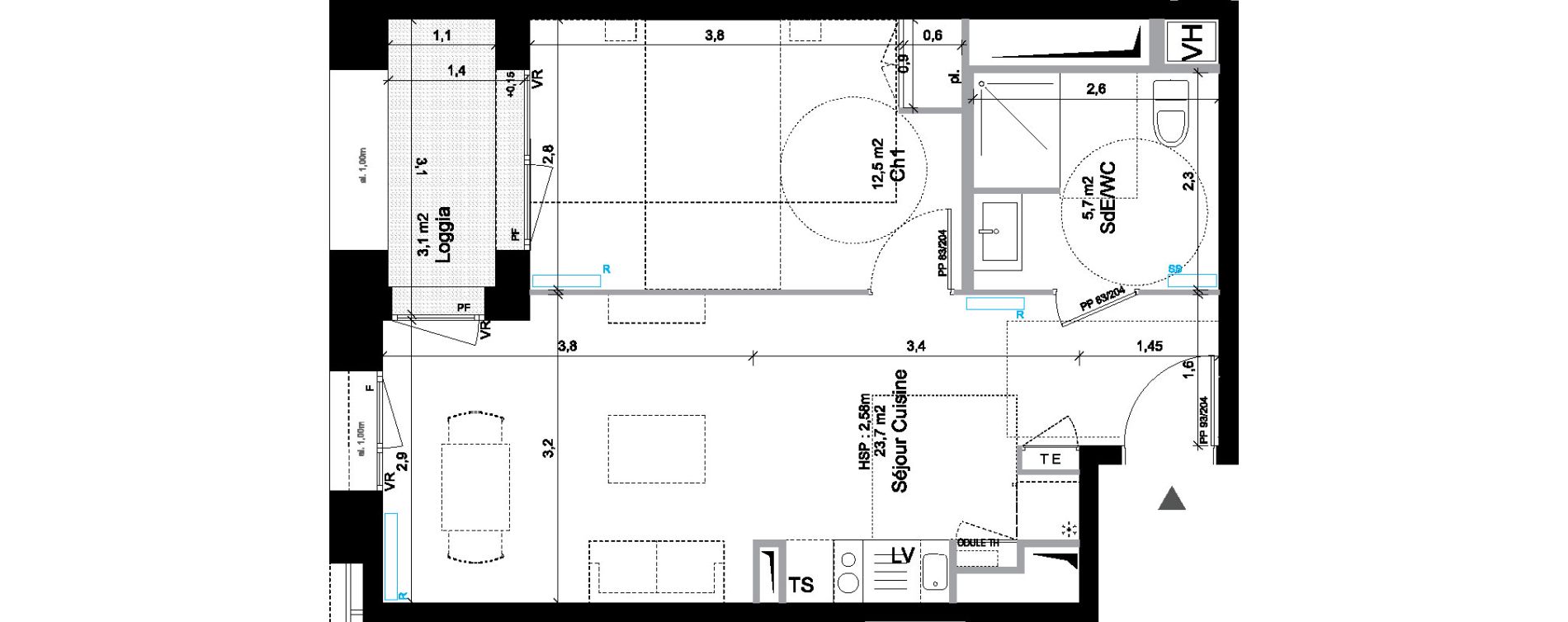 Appartement T2 de 41,90 m2 &agrave; Bordeaux Bastide niel