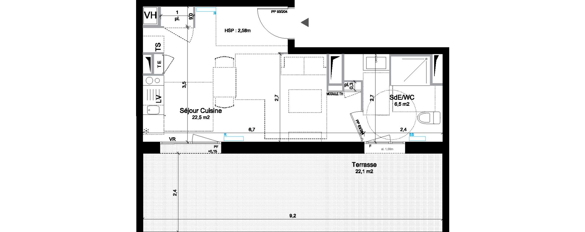 Studio de 29,00 m2 &agrave; Bordeaux Bastide niel