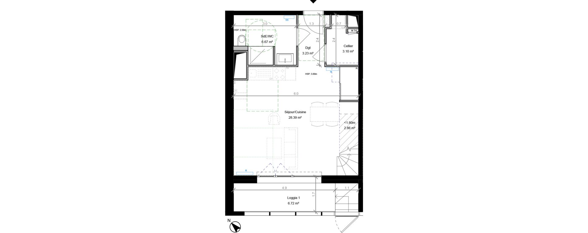 Duplex T4 de 98,20 m2 &agrave; Bordeaux Bastide niel