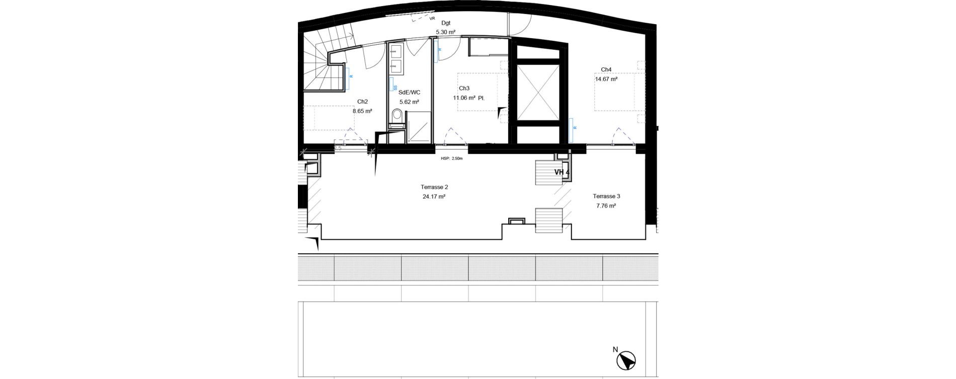 Duplex T5 de 104,00 m2 &agrave; Bordeaux Bastide niel