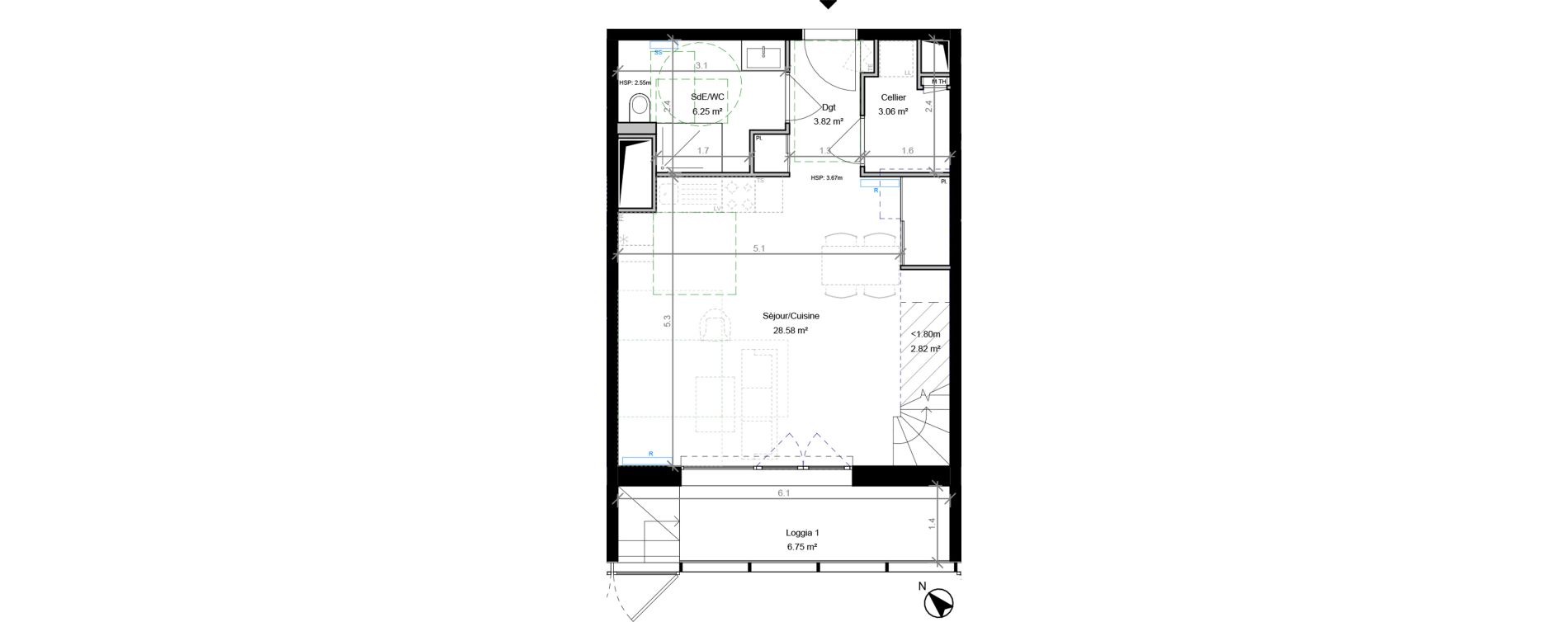 Duplex T4 de 98,70 m2 &agrave; Bordeaux Bastide niel