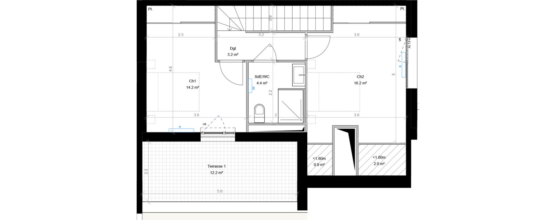 Duplex T3 de 72,00 m2 &agrave; Bordeaux Bastide niel