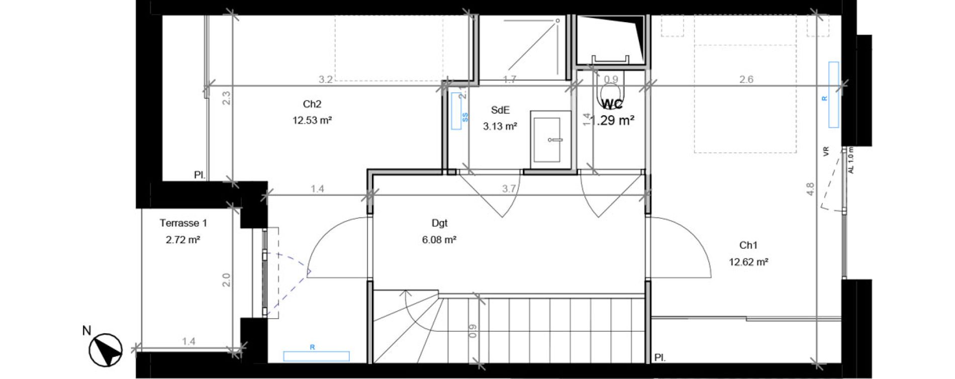 Duplex T3 de 76,90 m2 &agrave; Bordeaux Bastide niel