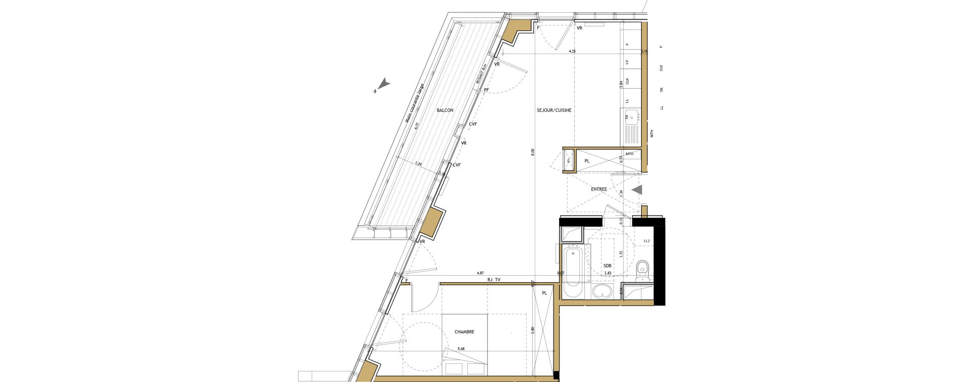 Appartement T2 de 59,46 m2 &agrave; Bordeaux Saint-jean belcier
