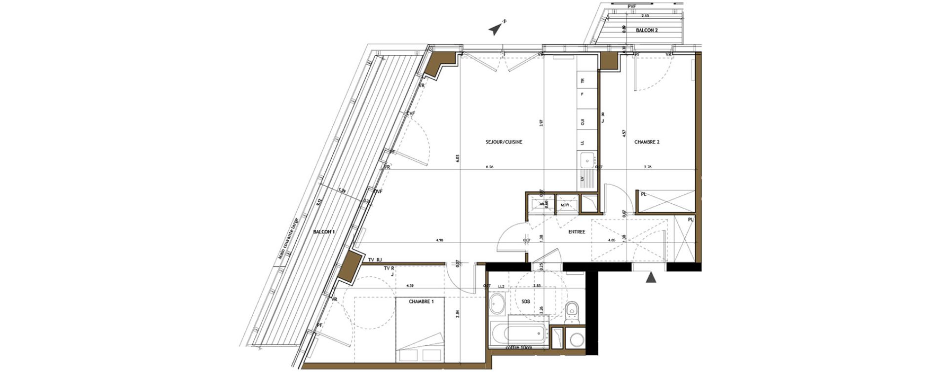 Appartement T3 de 69,54 m2 &agrave; Bordeaux Saint-jean belcier