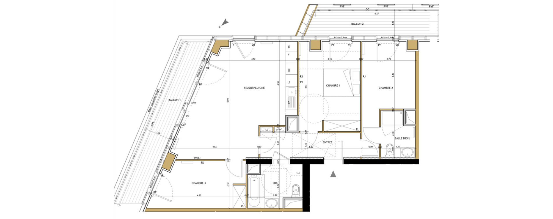 Appartement T4 de 80,71 m2 &agrave; Bordeaux Saint-jean belcier