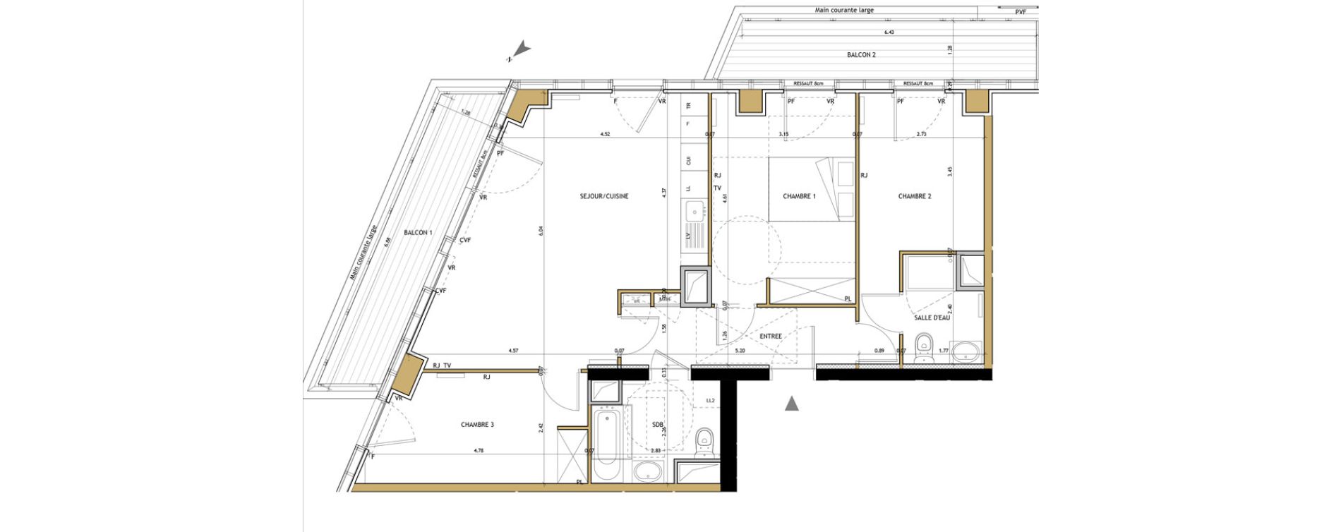 Appartement T4 de 80,73 m2 &agrave; Bordeaux Saint-jean belcier