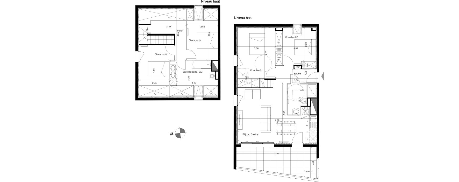 Duplex T5 de 99,21 m2 &agrave; Bordeaux Lestonnat - mons&eacute;jour