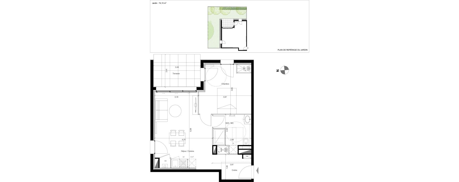 Appartement T2 de 46,75 m2 &agrave; Bordeaux Lestonnat - mons&eacute;jour
