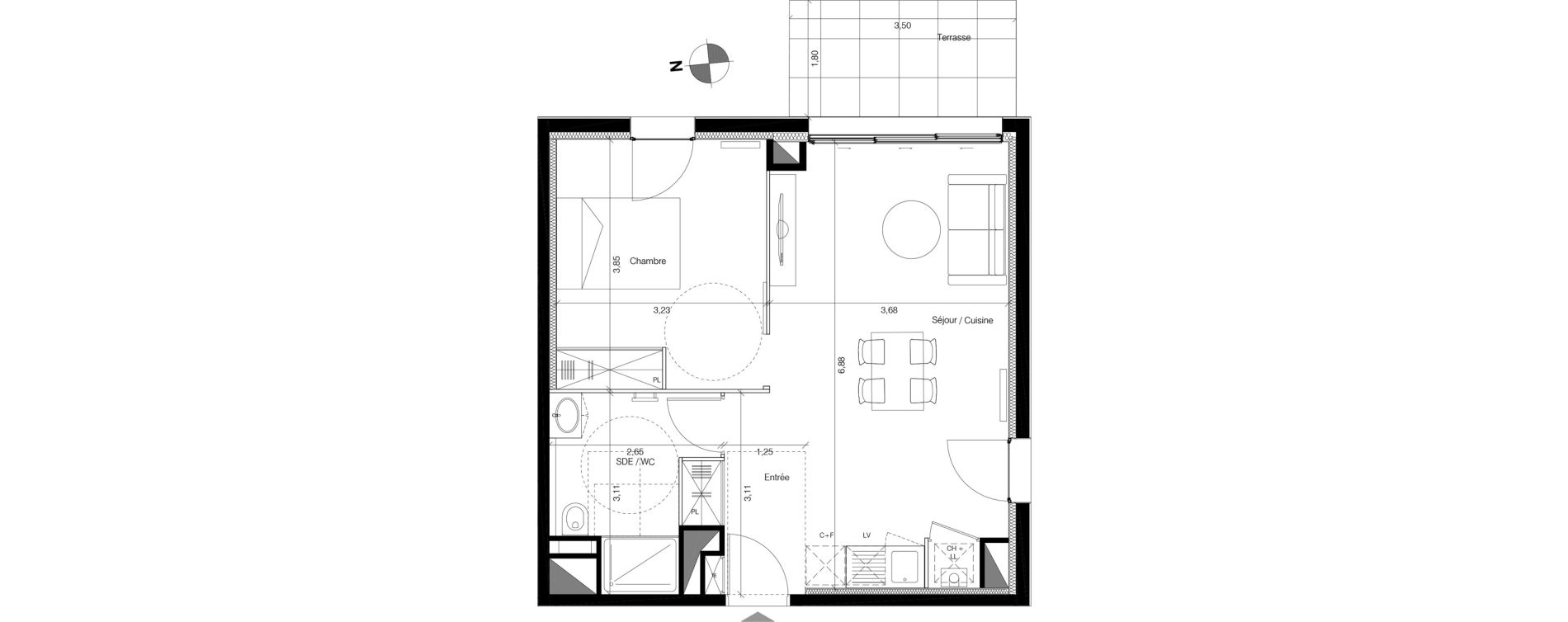 Appartement T2 de 46,11 m2 &agrave; Bordeaux Lestonnat - mons&eacute;jour