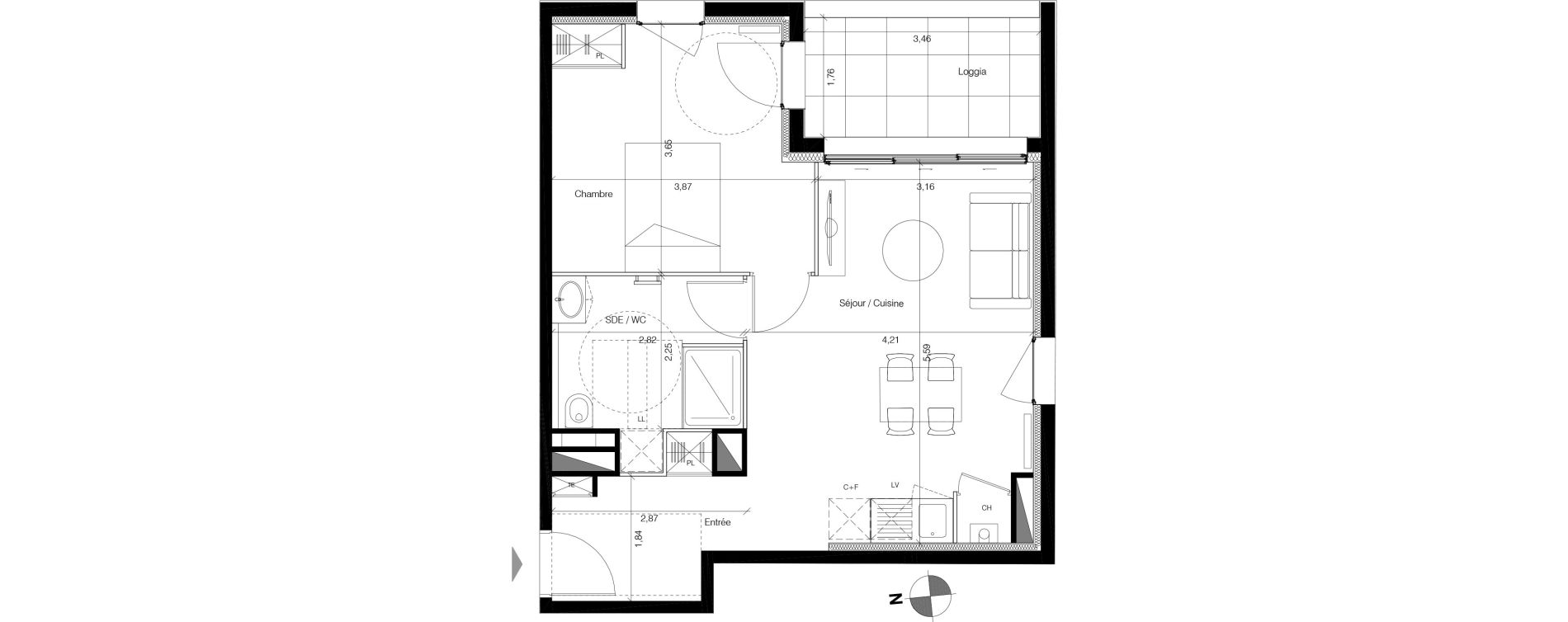 Appartement T2 de 46,42 m2 &agrave; Bordeaux Lestonnat - mons&eacute;jour