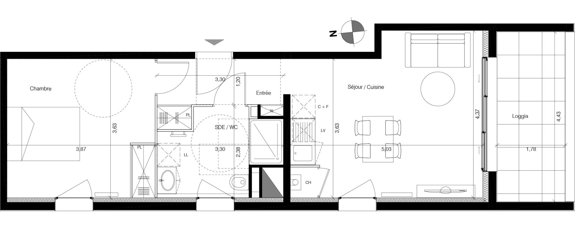 Appartement T2 de 45,06 m2 &agrave; Bordeaux Lestonnat - mons&eacute;jour
