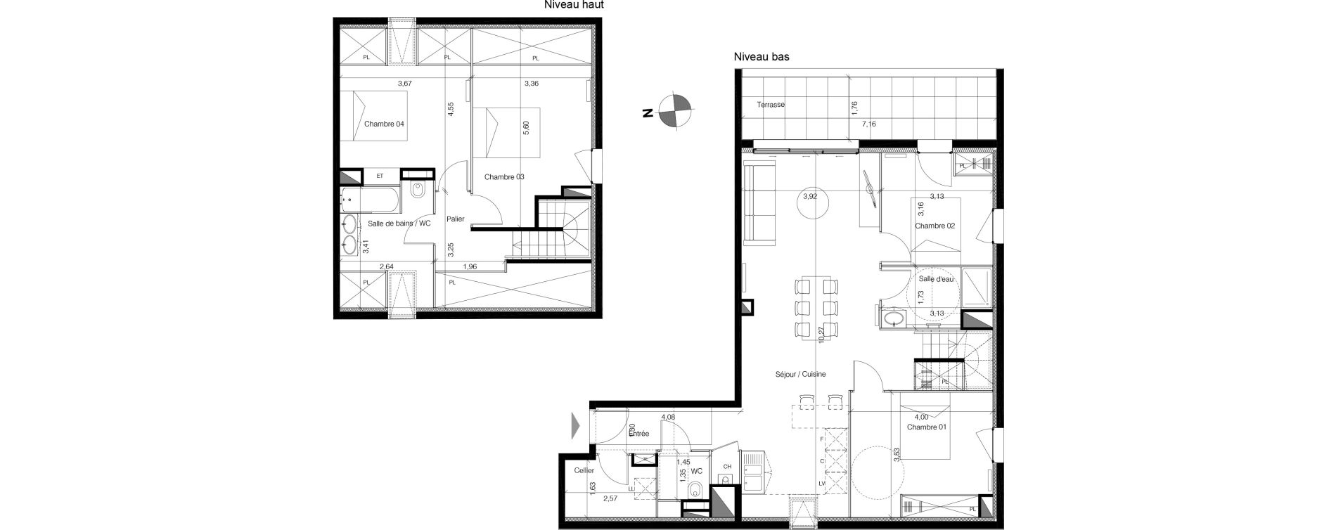 Duplex T5 de 110,73 m2 &agrave; Bordeaux Lestonnat - mons&eacute;jour