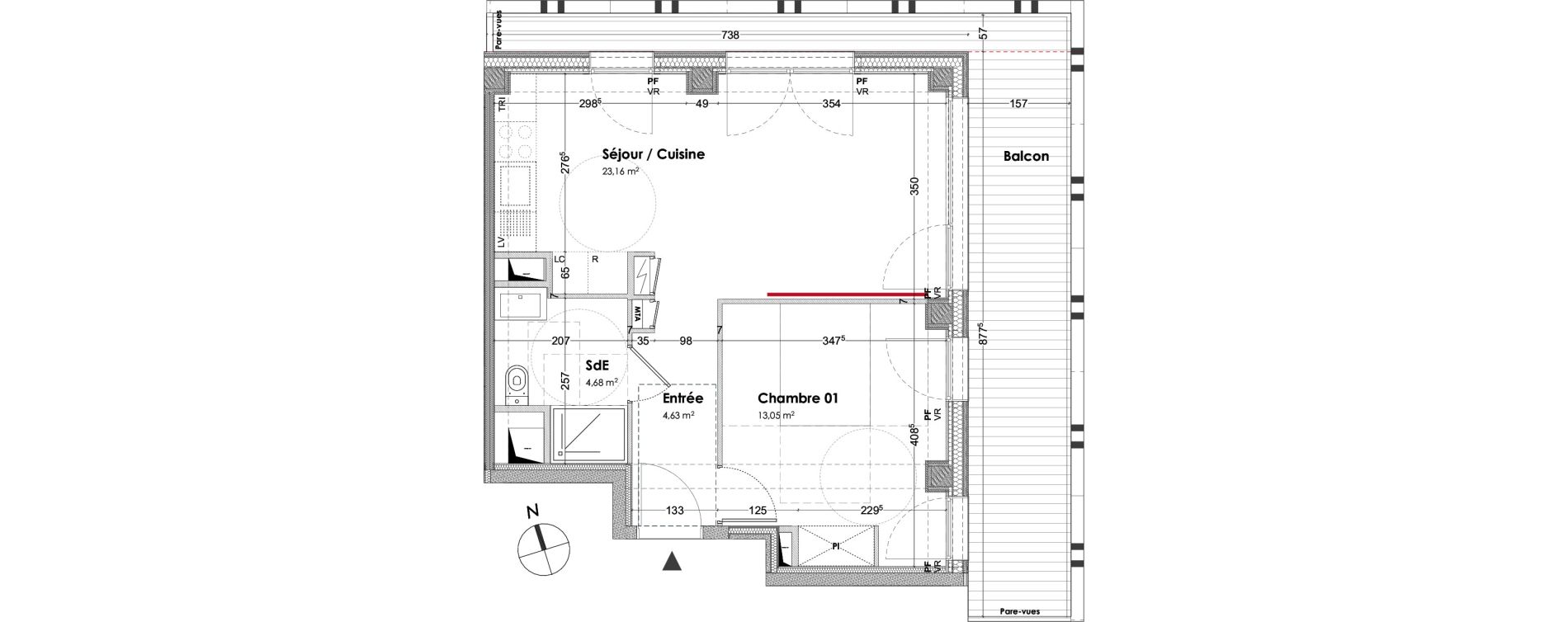 Appartement T2 de 45,52 m2 &agrave; Bordeaux Armagnac