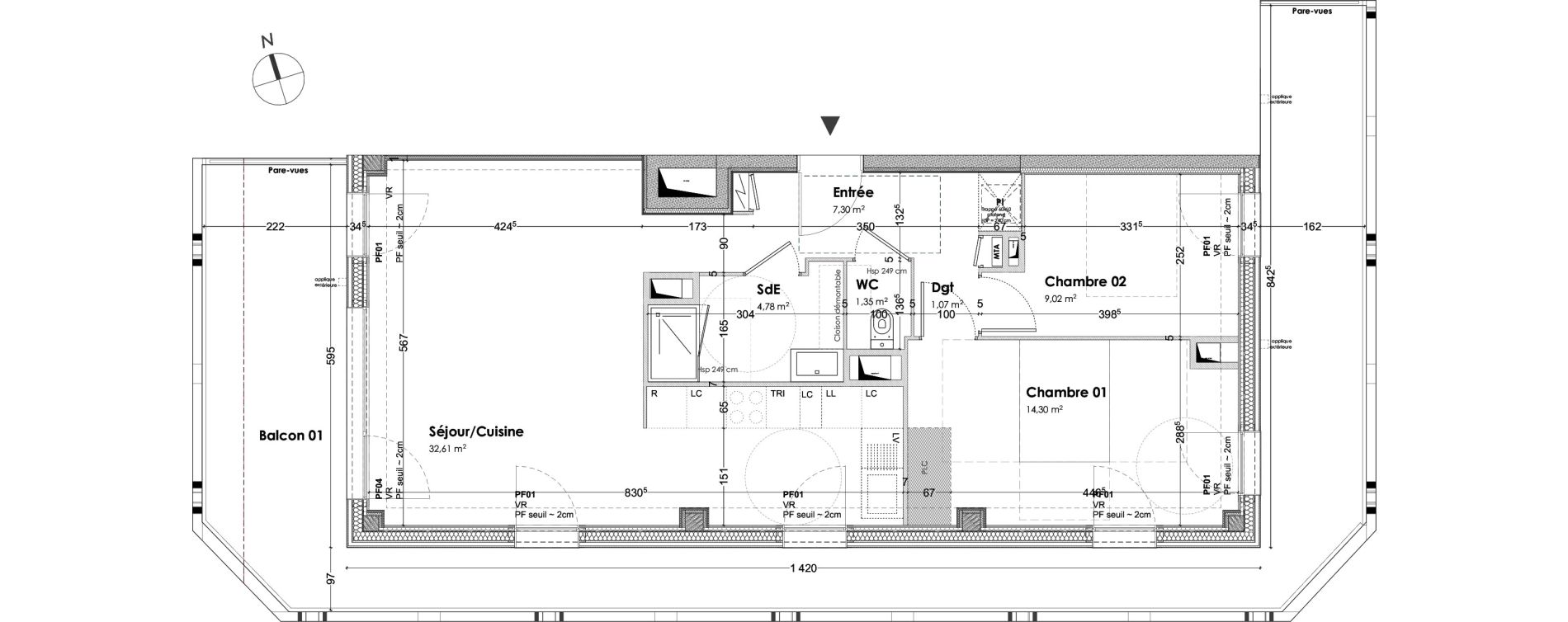 Appartement T3 de 70,43 m2 &agrave; Bordeaux Armagnac