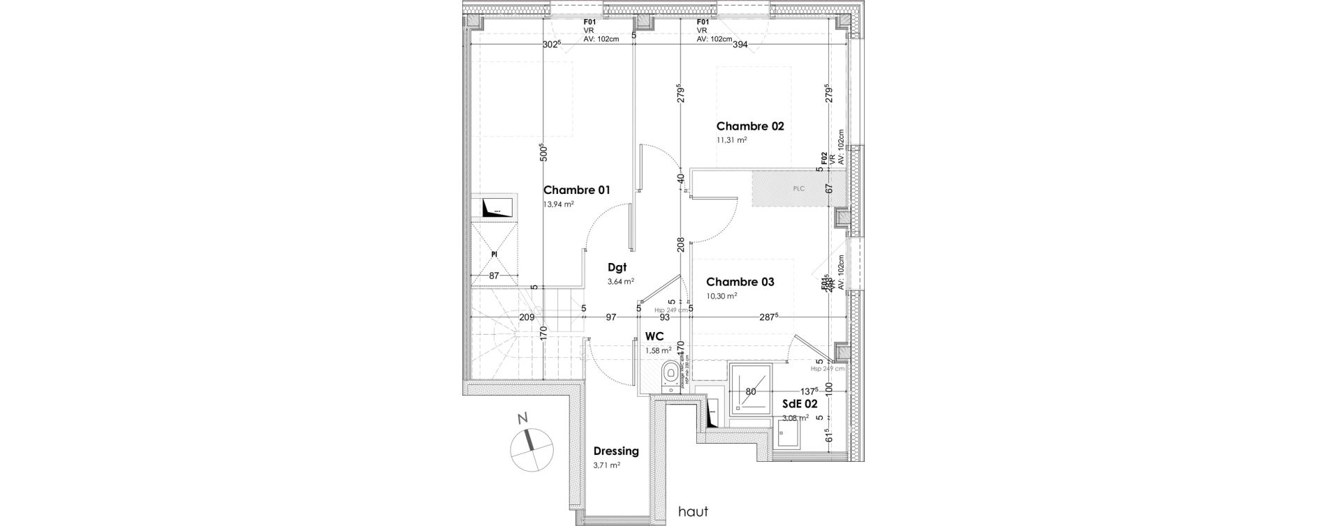 Duplex T4 de 92,86 m2 &agrave; Bordeaux Armagnac