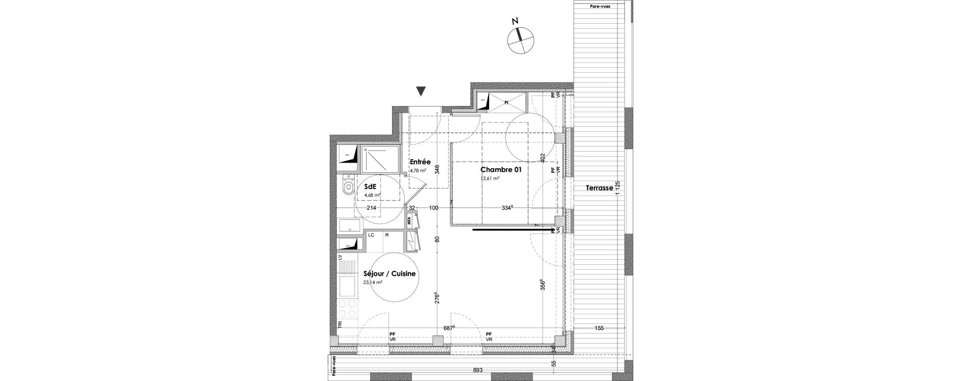 Appartement T2 de 45,21 m2 &agrave; Bordeaux Armagnac