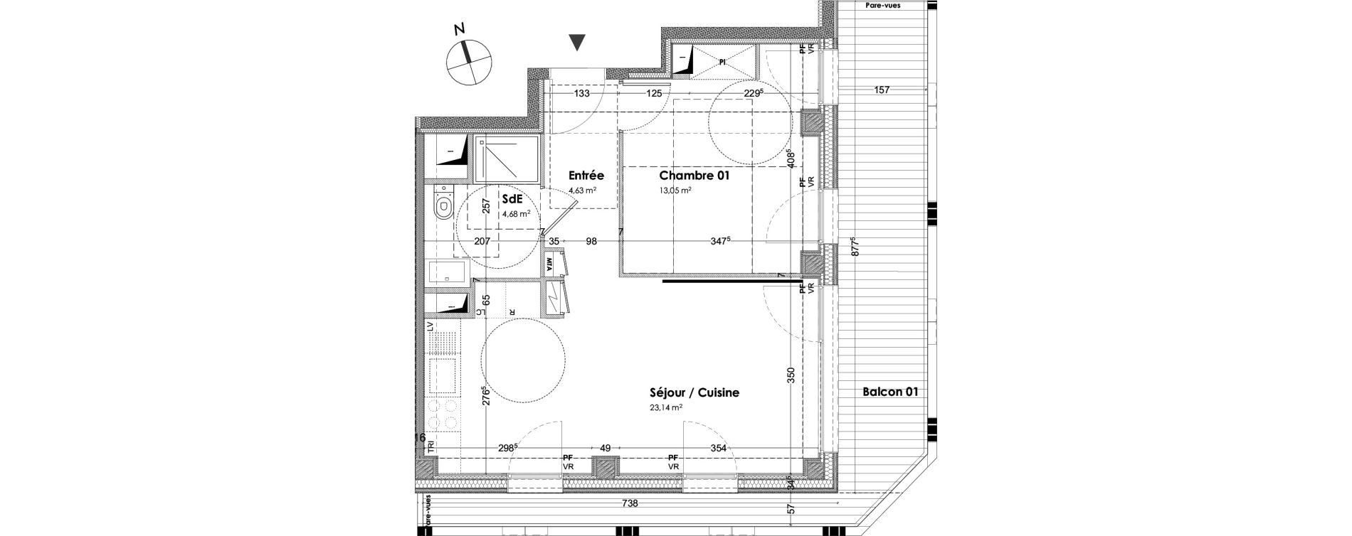 Appartement T2 de 45,50 m2 &agrave; Bordeaux Armagnac