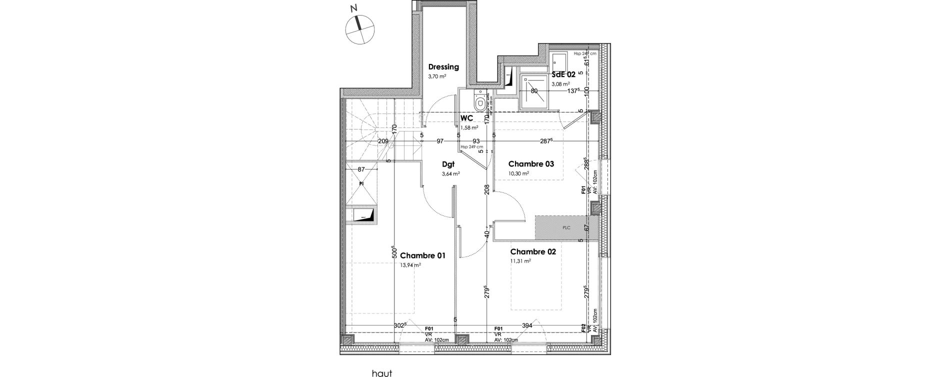Duplex T4 de 92,91 m2 &agrave; Bordeaux Armagnac