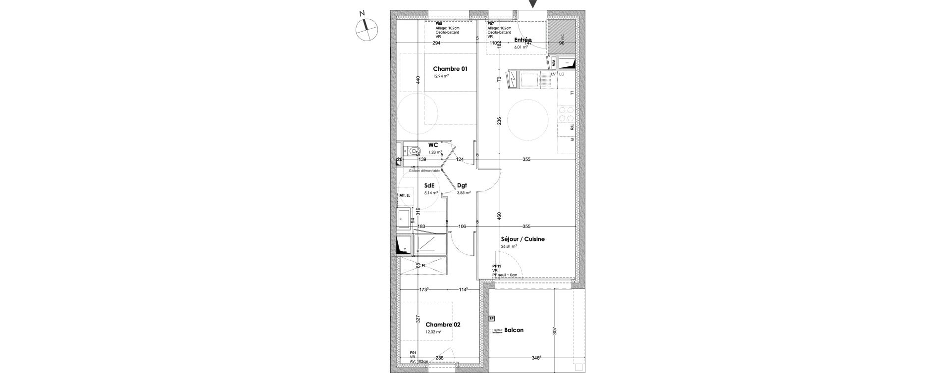 Appartement T3 de 68,05 m2 &agrave; Bordeaux Armagnac
