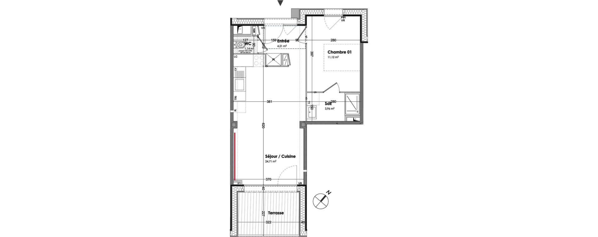 Appartement T2 de 45,14 m2 &agrave; Bordeaux Armagnac