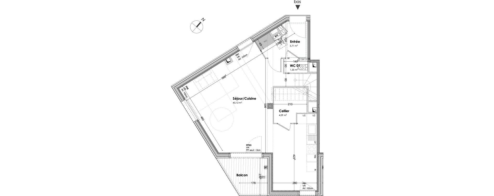 Duplex T4 de 108,31 m2 &agrave; Bordeaux Armagnac