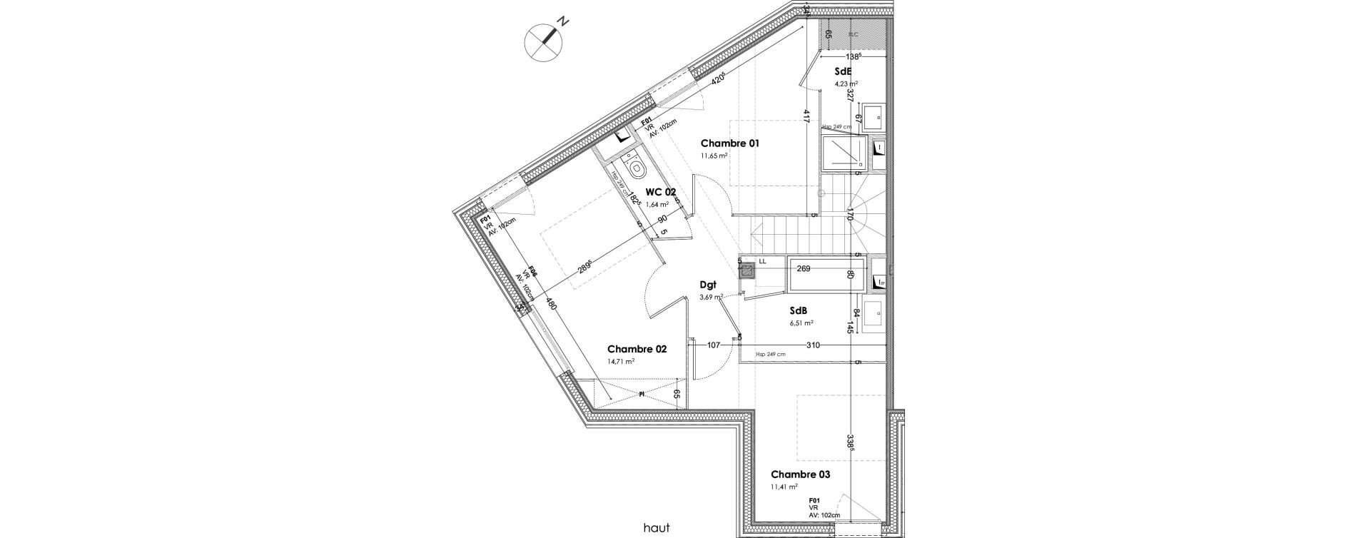 Duplex T4 de 108,31 m2 &agrave; Bordeaux Armagnac