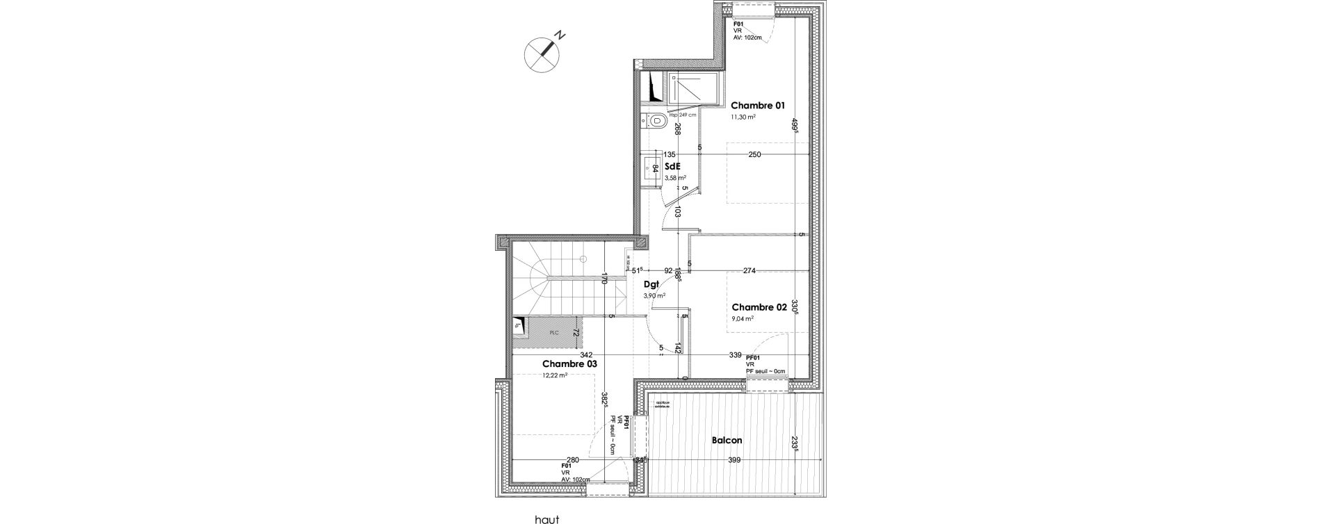 Duplex T4 de 81,99 m2 &agrave; Bordeaux Armagnac
