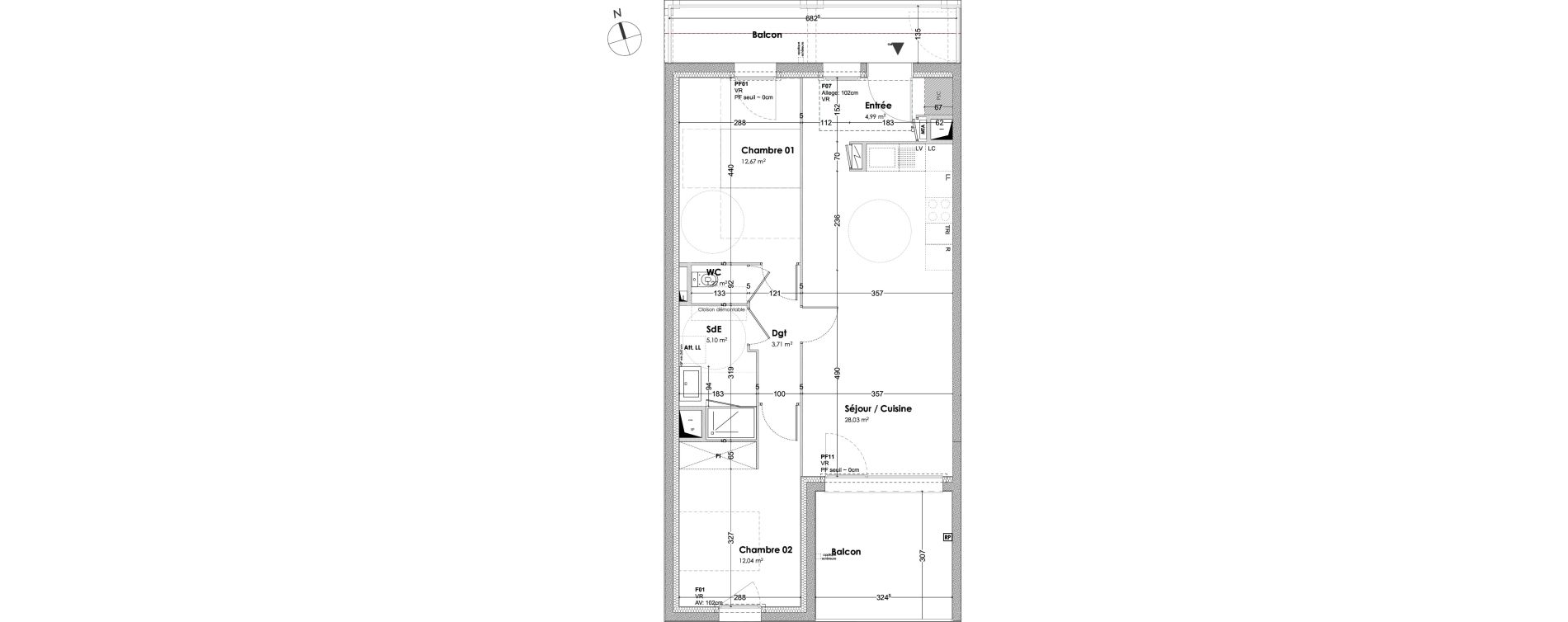 Appartement T3 de 67,76 m2 &agrave; Bordeaux Armagnac