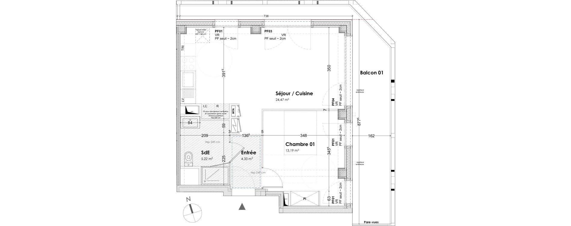 Appartement T2 de 47,21 m2 &agrave; Bordeaux Armagnac