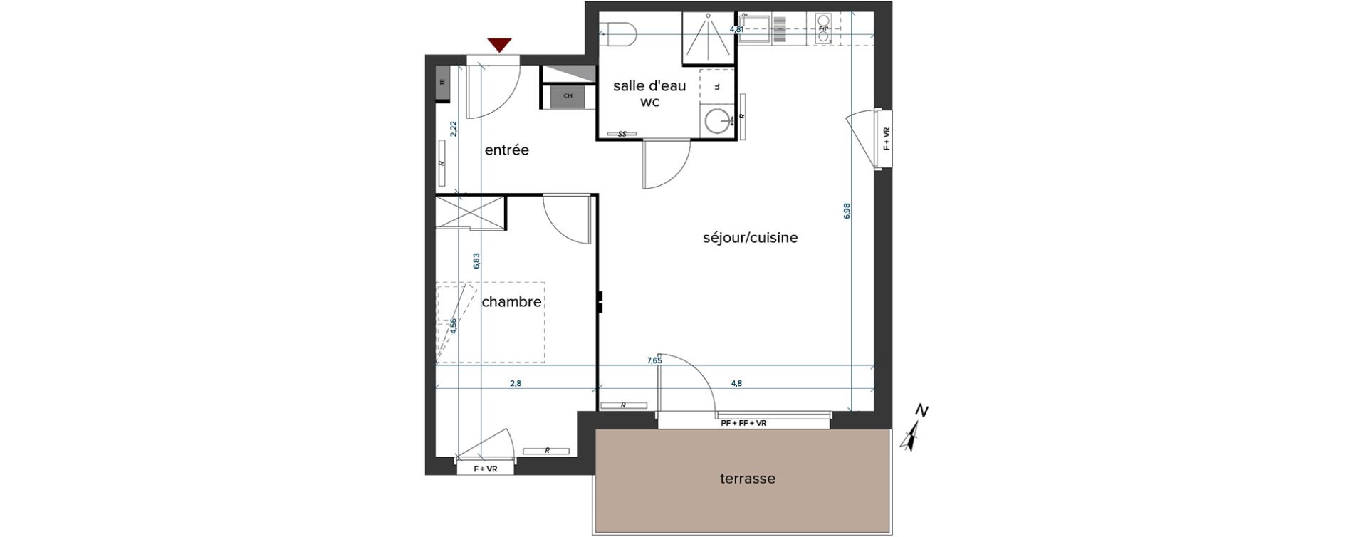 Appartement T2 de 51,50 m2 &agrave; Bordeaux Cauderan