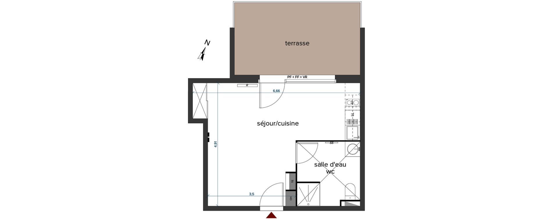 Appartement T1 de 30,00 m2 &agrave; Bordeaux Cauderan